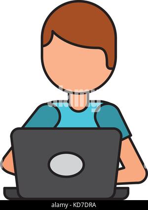 cartoon programmer laptop working writing code Stock Vector Image & Art ...