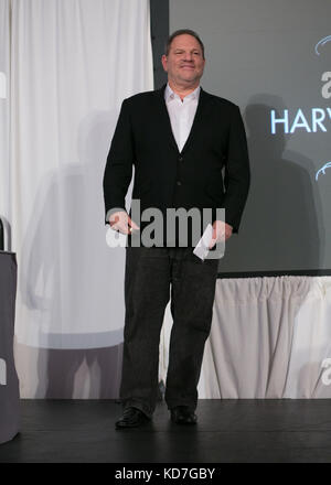 Film executive Harvey Weinstein onstage as a 'Made In NY Award' is presented to film executives Bob Weinstein and Harvey Weinstein at the 8th Annual 'Made In NY Awards' at Gracie Mansion on June 10, 2013 in New York City. Stock Photo