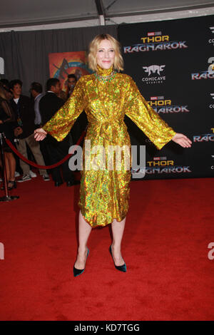 Los Angeles, USA. 10th Oct, 2017. Cate Blanchett  10/10/2017 The world premiere of 'Thor: Ragnarok' held at El Capitan Theater in Hollywood, CA   Credit: Cronos/Alamy Live News Stock Photo