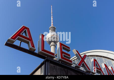 Alexanderplatz station and the Television Tower in Berlin, Germany Stock Photo