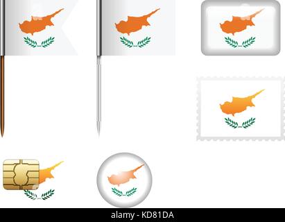 Cyprus flag set on a white background. Stock Vector