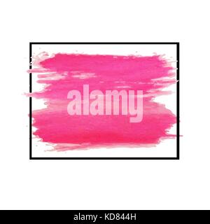 pink water color brush strokes in black frame on white Stock Photo