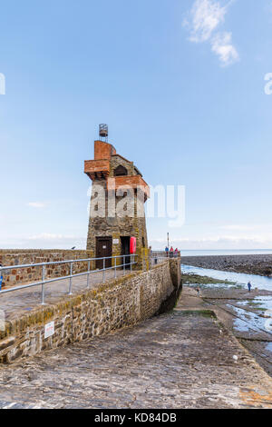 View of the harbour at Lynmouth, a village in Devon, England, on the northern edge of Exmoor at the confluence of the West Lyn and East Lyn rivers Stock Photo