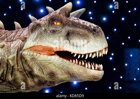 realistic of beautiful dinosaur model in the theme park in Thessaloniki Stock Photo