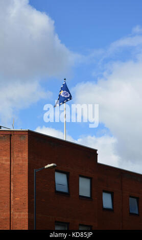 United Kingdom, London, Queen's Park, Kilburn Police Station, Metropolitan Police Flag Stock Photo