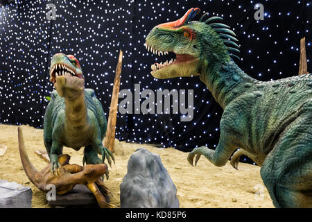 realistic of beautiful dinosaur model in the theme park in Thessaloniki Stock Photo