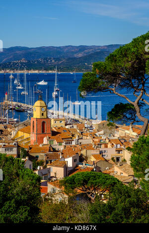 View of Saint Tropez Harbour from the Citadelle de Saint-Tropez.  Saint Tropez, France Stock Photo