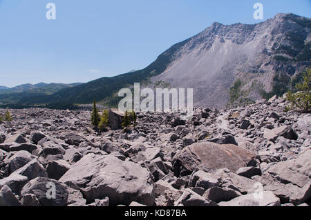 1903 Frank Slide Provincial Historic Site, Municipality of CrowsNest Pass, Alberta, Canada Stock Photo