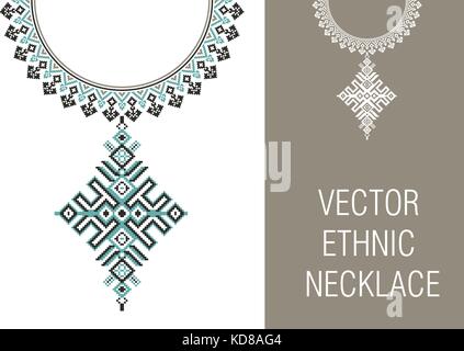 Vector Ethnic necklace Embroidery for fashion women. Stock Vector