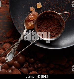 Turkish Delight and cocoa powder Stock Photo