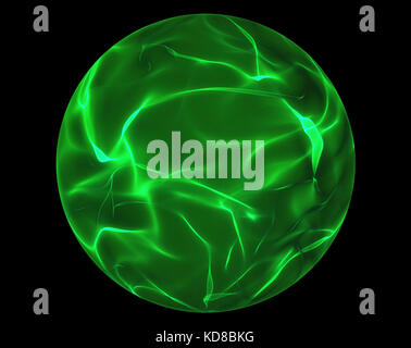 Green glowing energy ball over black background Stock Photo