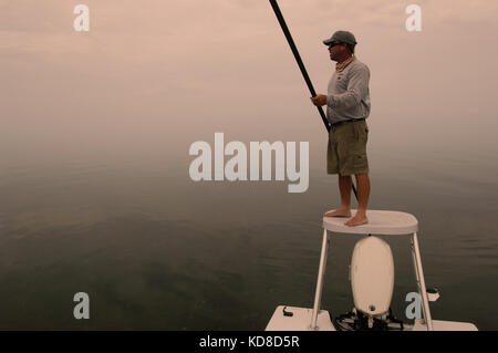 Fishermen fly fishing for tarpon bonefish and permit in the Florida Keys near Key West and Marathon Stock Photo