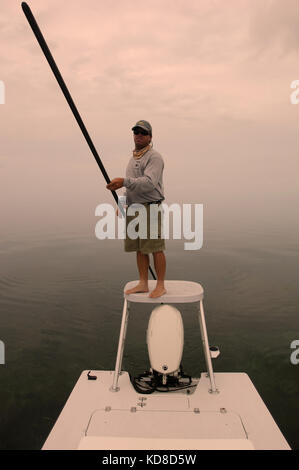 Fishermen fly fishing for tarpon bonefish and permit in the Florida Keys near Key West and Marathon Stock Photo