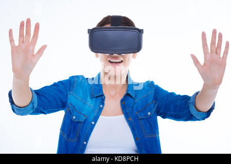 Delighted nice woman being in a positive mood Stock Photo