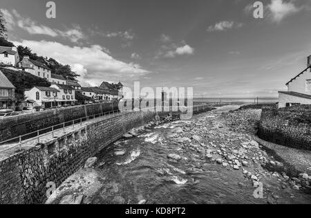 Estuary and harbour at Lynmouth, a village in Devon, England, on the northern edge of Exmoor at the confluence of the West Lyn and East Lyn rivers Stock Photo