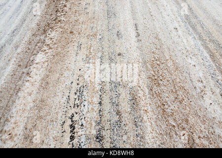 Road in winter, a close-up Stock Photo