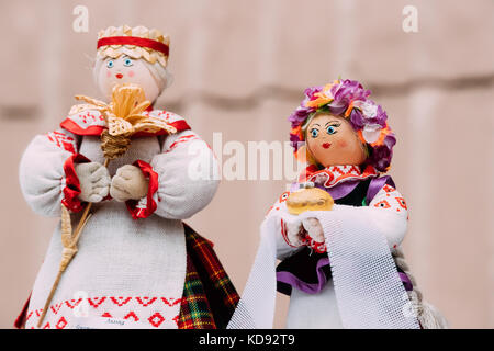 Belarusian Folk Doll. National Traditional Folk Dolls Are Popular Souvenirs From Belarus. Stock Photo