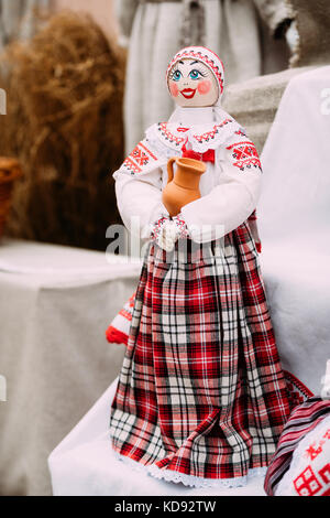 Belarusian Folk Doll. National Traditional Folk Dolls Are Popular Souvenirs From Belarus. Stock Photo