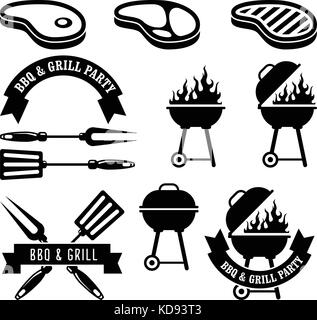 BBQ party banner grill with fire Stock Vector Image & Art - Alamy
