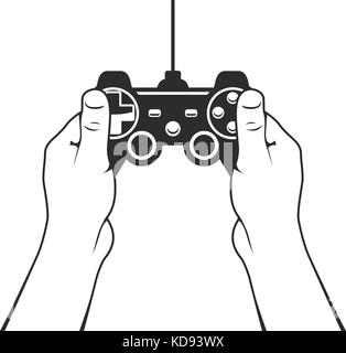 Gamepad in hands icon - game console joystick Stock Vector