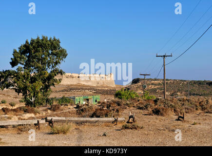 barren landscape and fortress in Antimacheia, Kos island, Greece Stock Photo