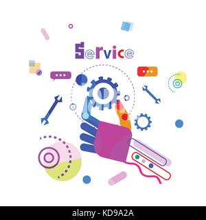 Hand Holding Cogwheel Concept Services Banner Stock Vector