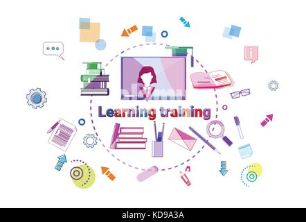 Learning Training Courses Banner Online Education Elearning Concept Stock Vector