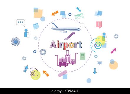 Airport Concept Airplane Transportation Air Tourism Web Banner Stock Vector