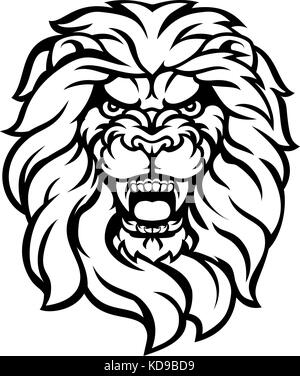 Roaring Lion Head Illustration Stock Vector