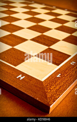 closeup of an empty chessboard Stock Photo