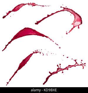 Beautiful collection of splendid splashes red color over white background Stock Photo
