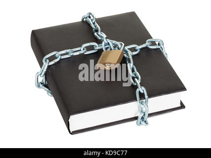 Premium Photo  Black book with chain isolated on white