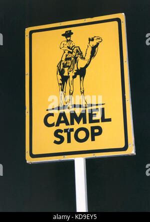 Camel stop 2004 road sign Australia Stock Photo