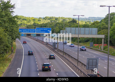 UK motorway direction and destination sign with a mix of motorway and ...