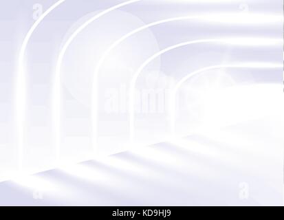 Abstract vector background architecture. Architectural perspective. The sloping lines of the architecture. Bright white corridor in a modern building  Stock Vector
