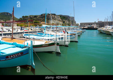 Cassis,France-august 10,2016:The port of Cassis, a French village with colorful boats moored on a summer day. Stock Photo