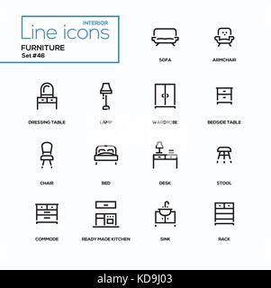 Furniture - line design icons set Stock Vector