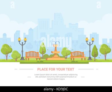 City park - modern vector illustration with place for text Stock Vector