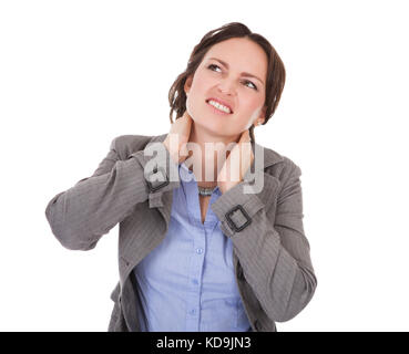 Business woman neck pain from longtime hard work in office Stock Photo ...