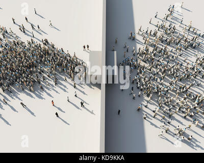 crowd of people passing through the gates Stock Photo