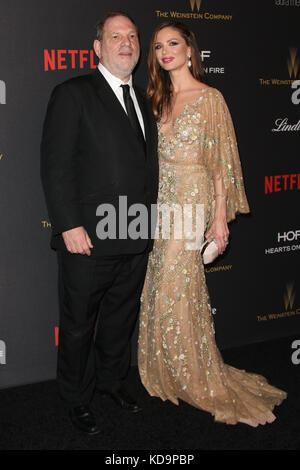 January 10: Harvey Weinstein, Georgina Chapman Attending The Weinstein Company and Netflix 2016 Golden Globes After Party at the Beverly Hilton Hotel On January 10, 2016. Credit: RTNSadou/MediaPunch Stock Photo