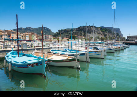 Cassis,France-august 10,2016:The port of Cassis, a French village with colorful boats moored on a summer day. Stock Photo