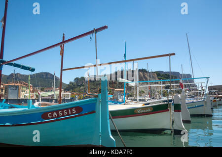 Cassis,France-august 10,2016:The port of Cassis, a French village with colorful boats moored on a summer day. Stock Photo