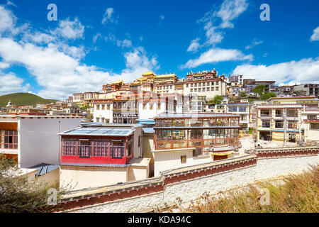 Songzanlin Monastery, also known as Sungtseling, Ganden Sumtsenling or Little Potala Palace, Yunnan, China. Stock Photo