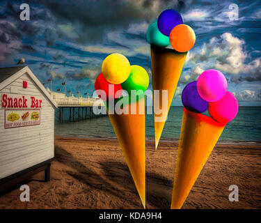 DIGITAL ART: Ice Age (Paignton Beach, Devon, Great Britain) Stock Photo