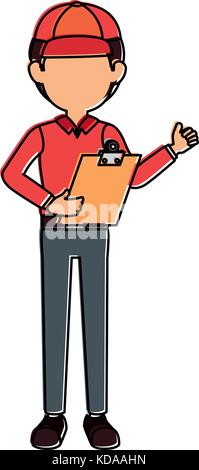 delivery worker with clipboard avatar character Stock Vector Image ...