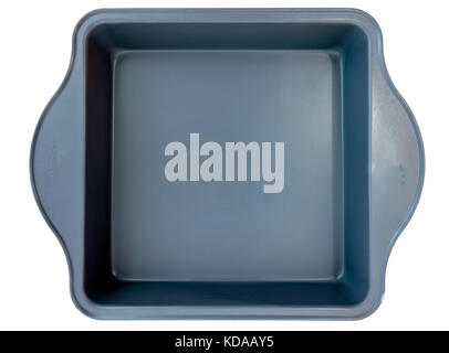 Looking down into isolated square baking pan. Stock Photo