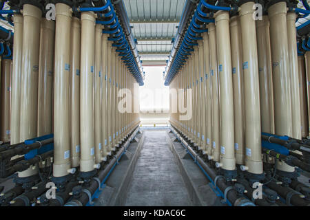 Microfiltration process removes bacteria, fine particles and sediments from treated water. The Water Replenishment District of Southern California (WR Stock Photo