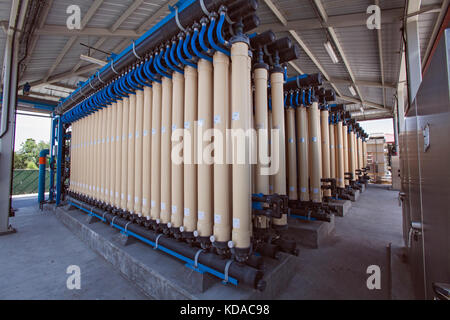 Microfiltration process removes bacteria, fine particles and sediments from treated water at Leo J. Vander Lans Advanced Water Treatment Facility. CA Stock Photo