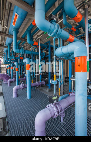 Microfiltration process removes bacteria, fine particles and sediments from treated water at Leo J. Vander Lans Advanced Water Treatment Facility. CA Stock Photo